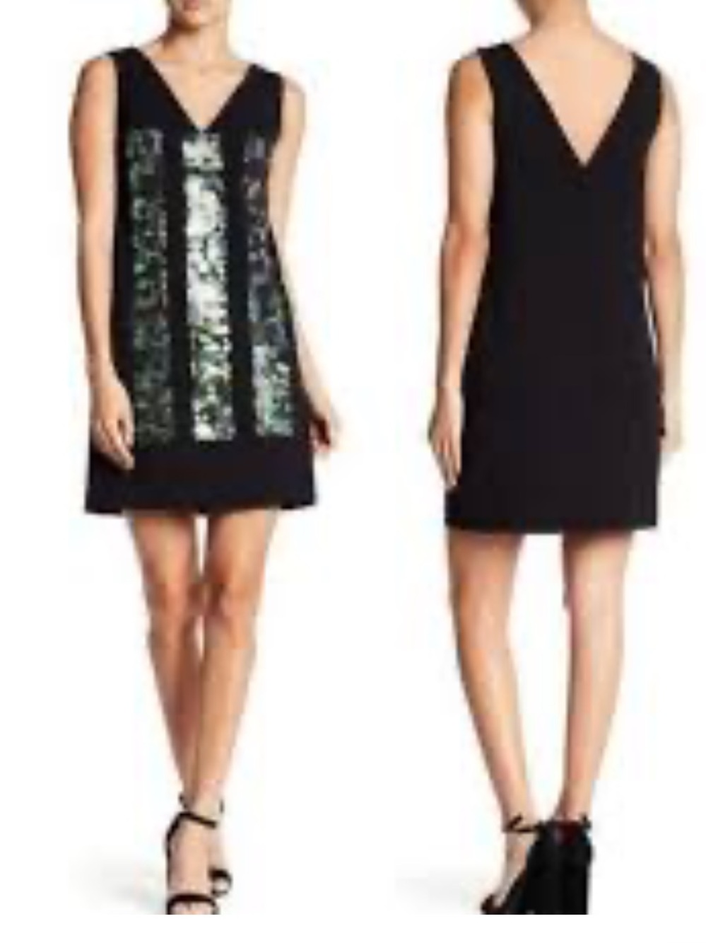 Vera Wang Black Sequin Sleeveless Dress